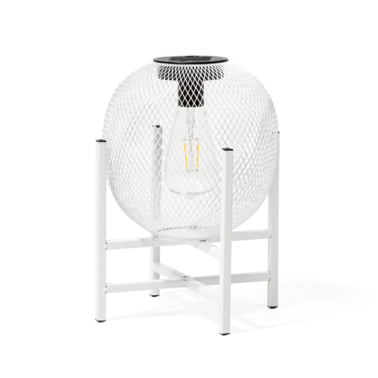 Glitzhome® 11.5" Metal Mesh Solar Powered Lantern with Stand